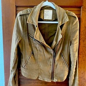 Free People Linen Moto Jacket
